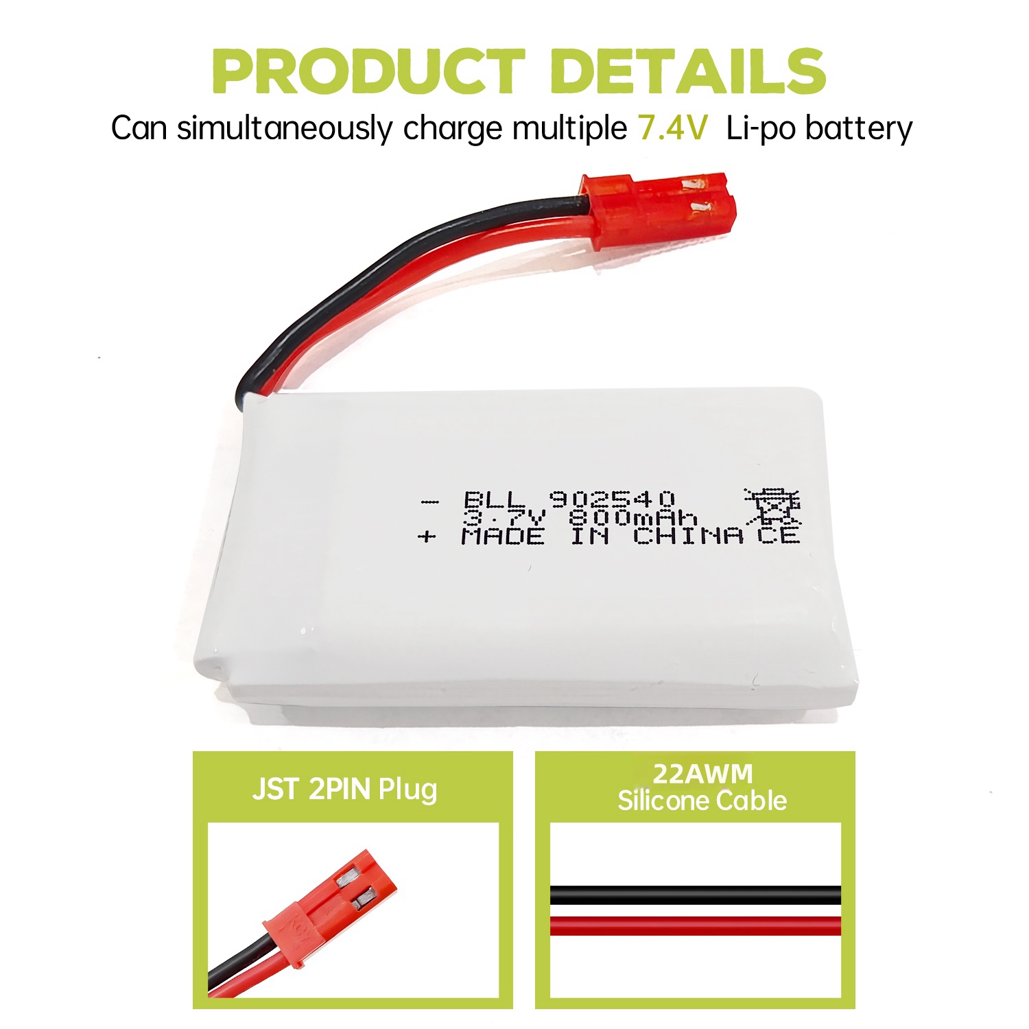 2PCS 3,7 V 800mAh Lipo Batteri – Drone Mjx Rc Bewertung und Preis